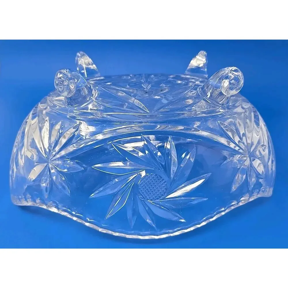 Vtg W. German Anna Hutte Bleikristall 24% Lead Crystal Hand Cut Footed Bowl U297